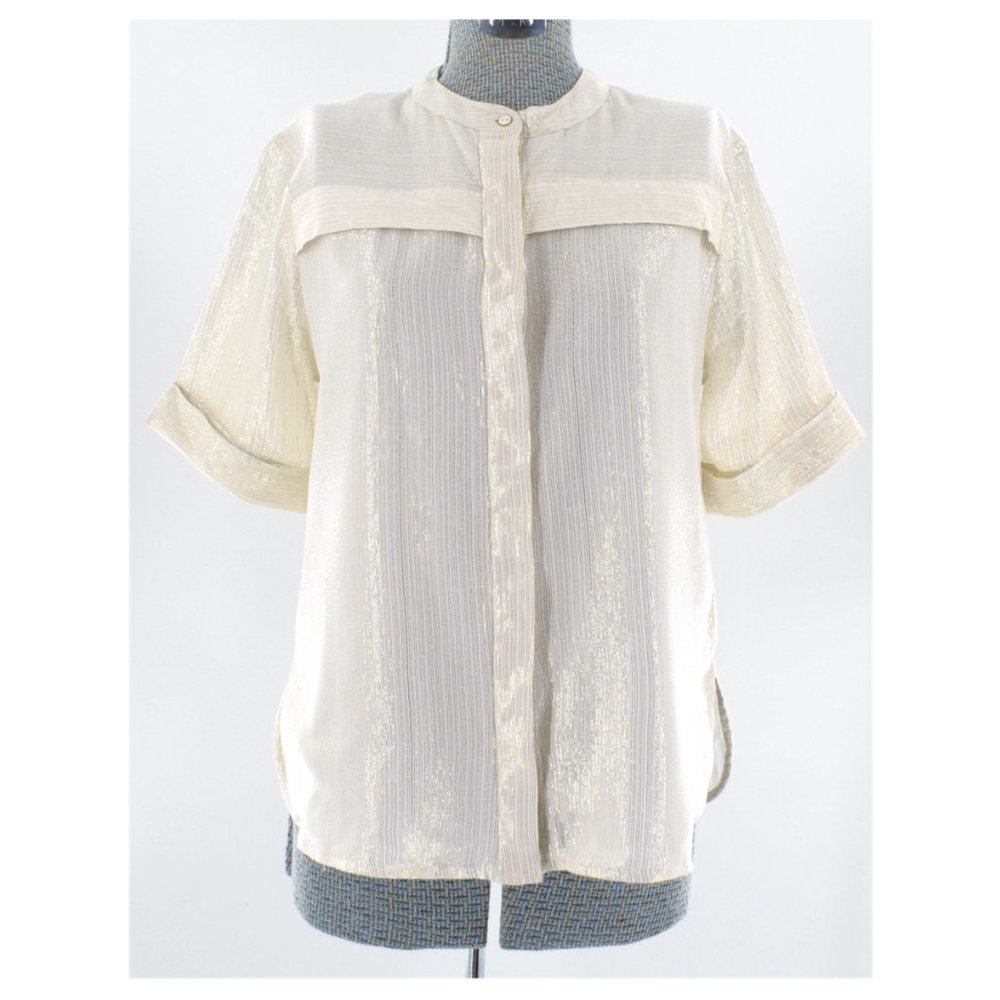 Anthropologie Seen Worn Kept Gold Lame Top M